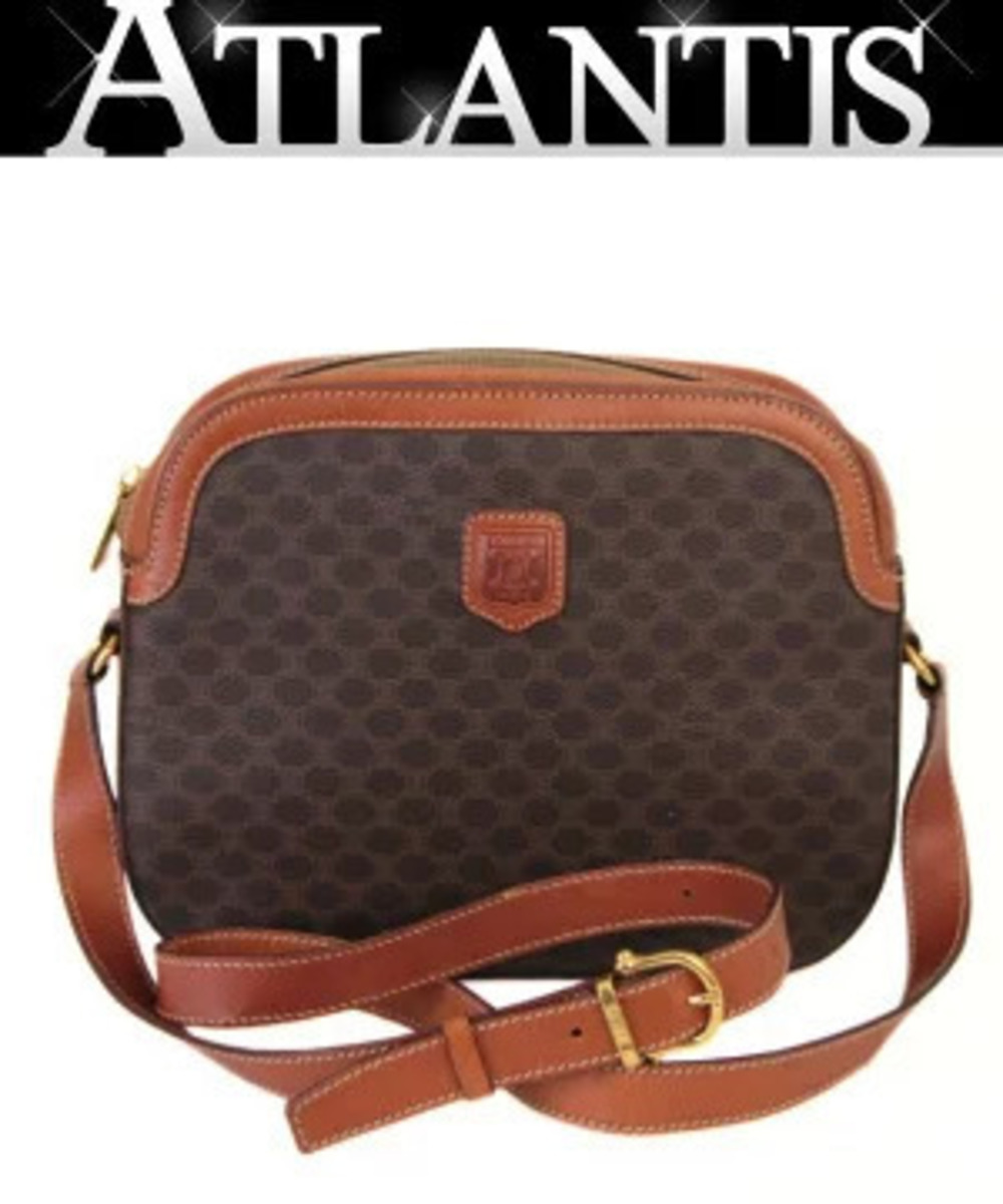Celine Macadam Shoulder Bag x Leather Brown